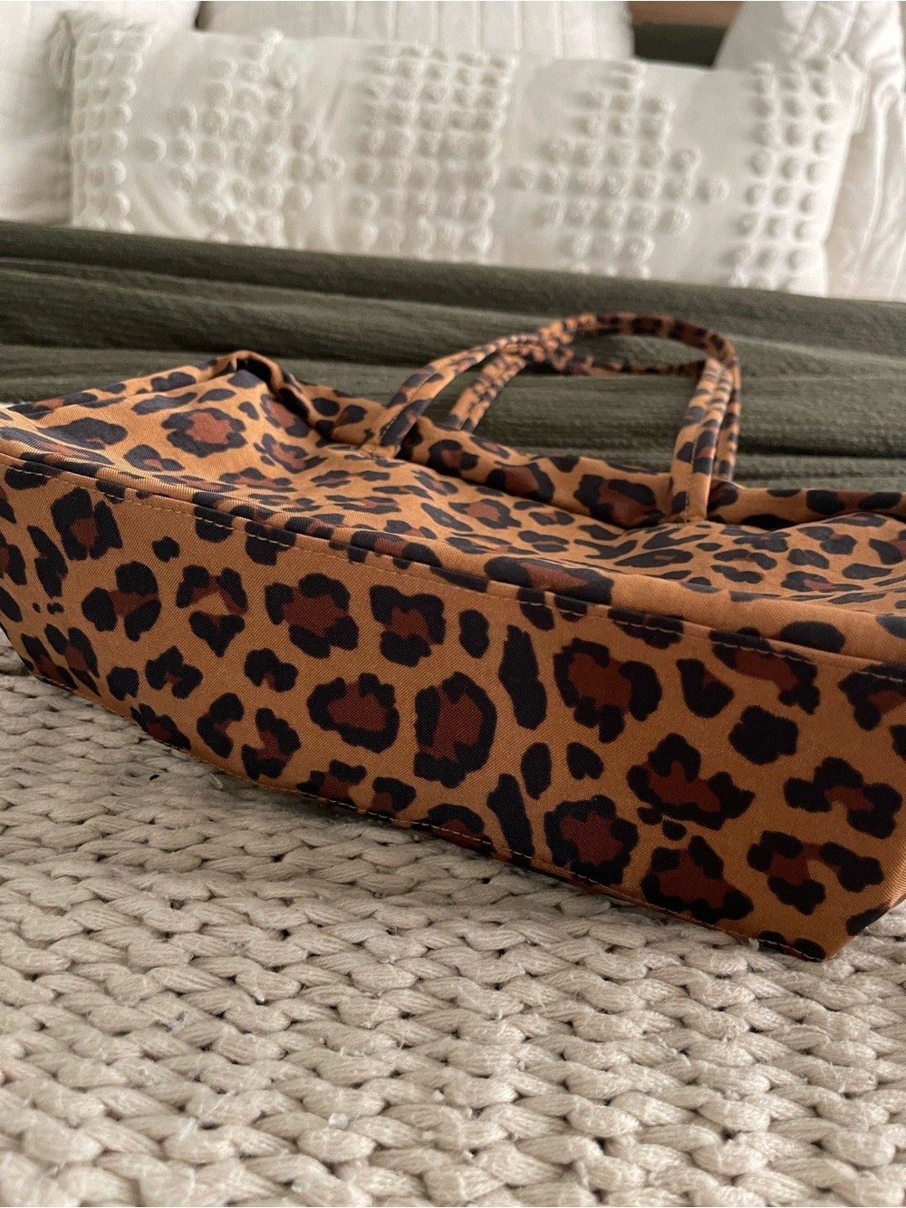 BAGGU Leopard Print Nylon Tote in Brown and Black - Picture 4 of 5